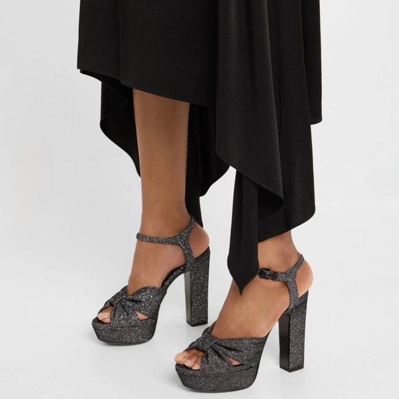 JIMMY CHOO Heloise Glitter Knot Platform Sandals 120mm Size 10US - Picture 6 of 13